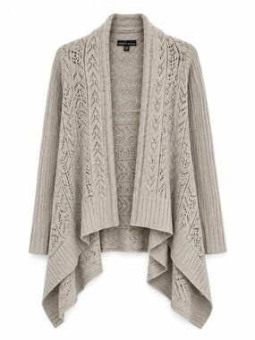 Moda International Victoria’s Secret Waterfall Cardigan Taupe M VGUC